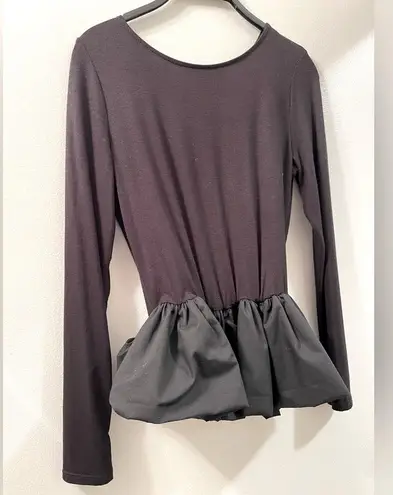 Shelly Black Long Sleeve Peplum Bubble Top Size M