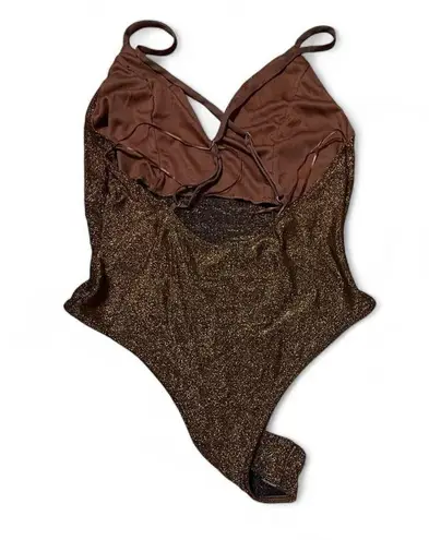 Elegant Gold Glitter Women's Top Size L