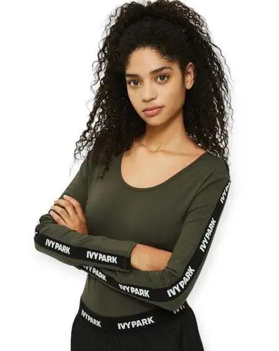 Ivy Park by Beyoncé | XXS | Dark Khaki Green Logo Ribbon Long Sleeve Bodysuit