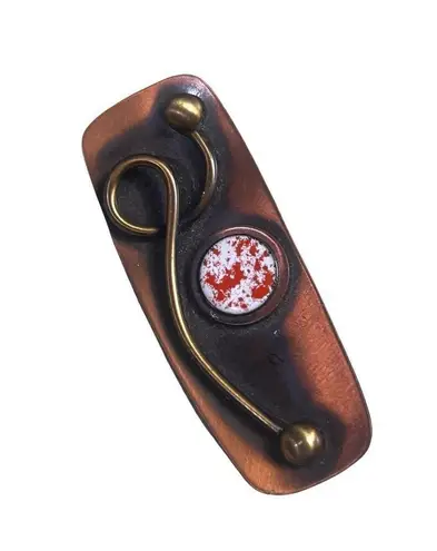 Modernist Copper Brooch MCM Mixed Metal Chic Vintage Fashion Collectible Jewelry Brown