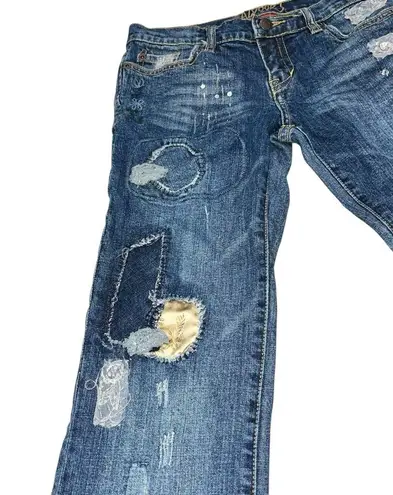 Gadzooks Vintage Y2K Embroidered Appliqué Denim Flare Jeans size 27 Blue