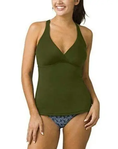 prAna New Womens 34 D S Tankini Top Cargo Green Adjustable Straps Support Strapp