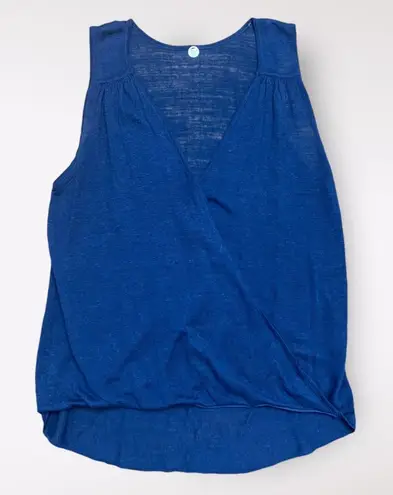 margaret o'leary Margaret O’Leary Linen Blend Crossover Tank Womens Size Medium Navy