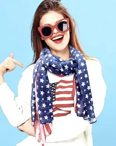 USA American Flag Patriotic Scarf for Patriotic Day Theme Festival Daily Life Red