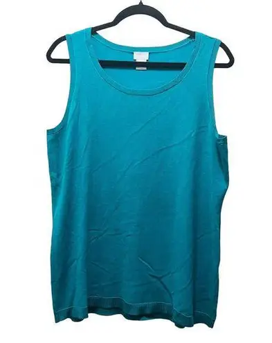 Missguided Chico's Cami Tank Top Blue Scoop Neck Stretch Pullover Tee Sz 2 Medium