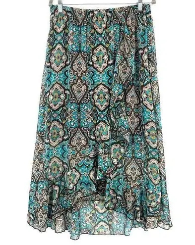 Lavish Vtg Y2K Skirt Sz L Brown Maxi Boho Ruffle Festival Flowy Sheer Romantic