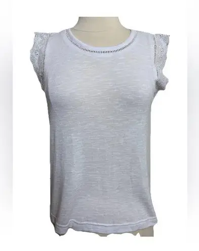 Tribal Jeans stylish top features delicate eyelet fabric on cap sleeves White Size undefined