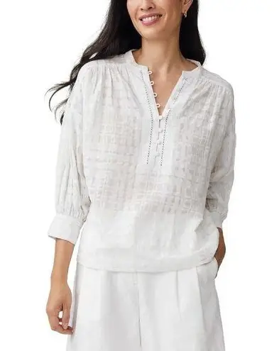 J. McLaughlin | S | Blouse Top Women's White Semi Sheer Flowey Women's