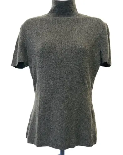 Vintage Valentino gray short sleeves mock neck cashmere wool blend sweater M Size M