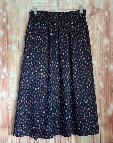 Breckenridge Vintage Petites Purple Patterned Pleated Midi Skirt