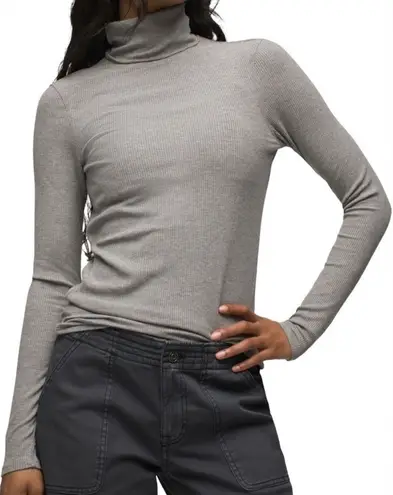 prAna NWT Sustainable Foundation Rib Turtleneck Long Sleeve Top Heather Grey XS