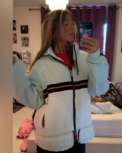 Super Cool Used / Worn PE Nation Light Blue Hooded Windbreaker Zip up Jacket Size L