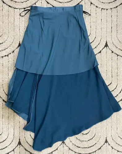 LANE JT Victorious Silk Midi Skirt + Backscarf Top (NWT) in Royal Blue (MEDIUM)