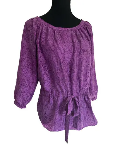 Rebecca Taylor  Purple Silk Blouse‎ Snakeskin Print Size 2