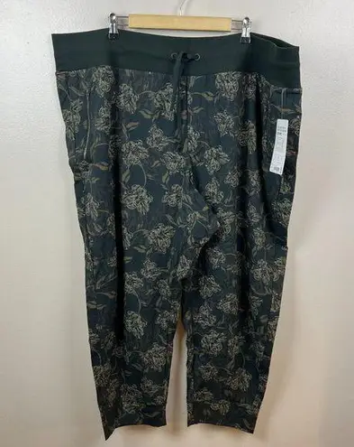 Athleta  Trekkie North Jogger Pants Size 26 Green Floral Travel Lounge Ripstop