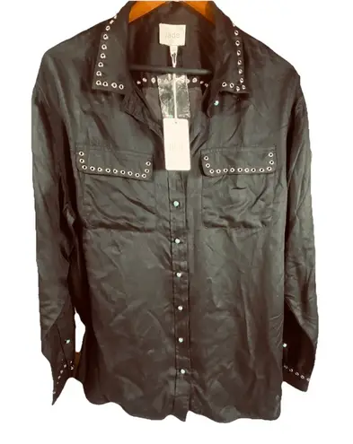 Johnny Was NWT Jade Sonia Double Pocket Shirt XL Silky Turquoise Accents Rivets