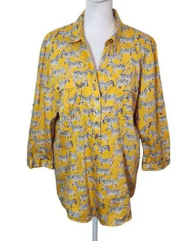 7th Avenue New York & Company Yellow Zebra Shirt Size XL Yellow Zebra Top