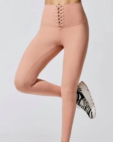We Wore What high waist lace-up peach/tan leggings size/S