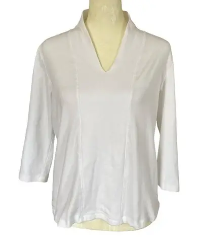 Hasting & Smith women's size PS white stretchy v-neck 3/4 sleeve pullover top