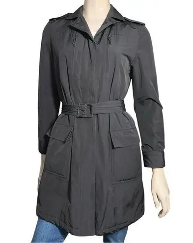 Armani Collezioni Women’s Size 2 Black Insulated 3/4 Belted Trench Coat Jacket