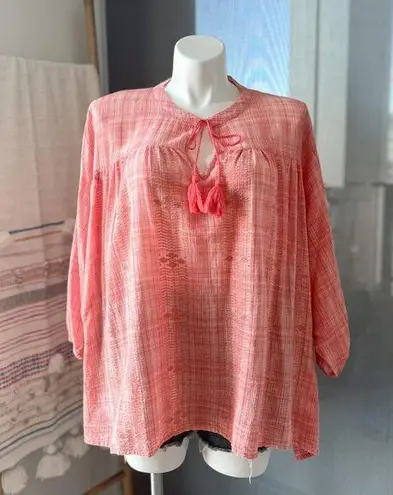 Roller Rabbit Shelter Island Adlaz Orange Plaid Oversized Tunic Top Women’s XL
