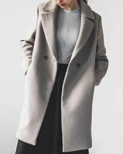 Uniqlo Double Breasted Oversized Light Weight Wool Blend Tailored Coat