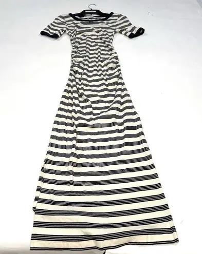 Ganni Striped Soft Cotton Rib Short Sleeve Dress Small