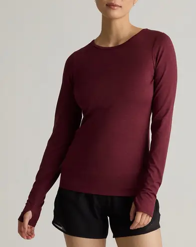 Quince NWOT Ultra-Soft Performance Long Sleeve Tee burgundy Sz S