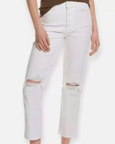 7 For All Mankind NEW  High Waist Straight Leg Crop Jean in White Sz 28