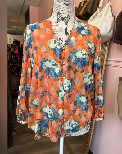 Ecru Floral Orange Women's Top. Great condition.