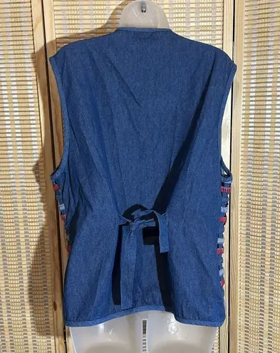 Koret City Blues Vintage 1990s Y2K Blue Denim Patchwork Open Holes Vest Large