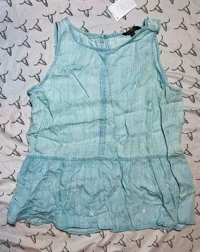 Velvet Heart NWT Denim Peplum Sleeveless Scoop Neck Stretch Waist Tank Top Large