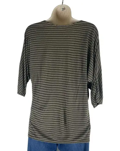 Soft Joie 3/4 Dolman Sleeves V Neck Striped Casual Top Green Size XS