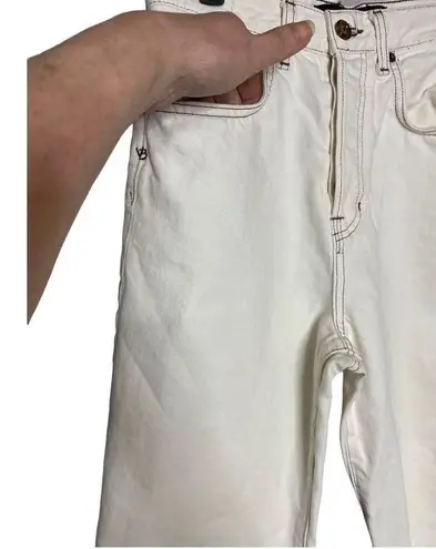 Veronica Beard Jeans 28 Whitewash High Waist Crop Straight Leg Button Fly Denim