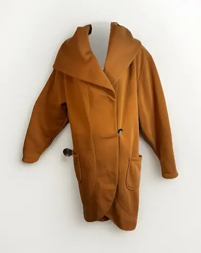 Z Avenue USA Hooded Camel Oversized Coat Shawl collar Hood Long Jacket Size 1XL Brown