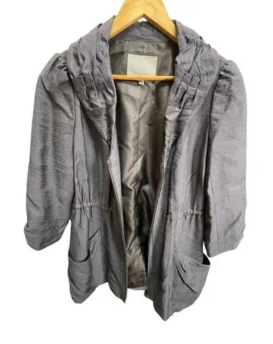 Classiques Entier Women's 3/4 Ruche Sleeve Blue Grey Tencel Lyocell Zip Jacket