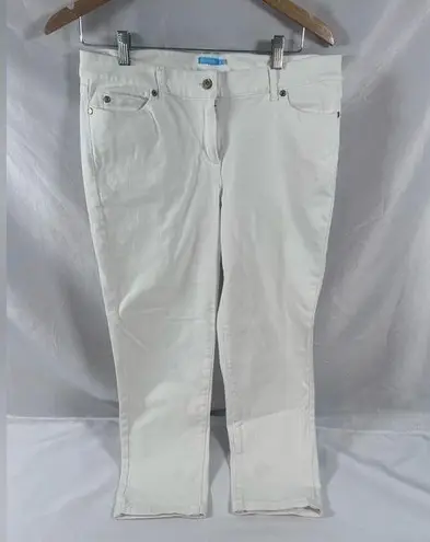 J. McLaughlin Jeans White Stretch Denim Crop Gold Hardware Size 12 Coastal
