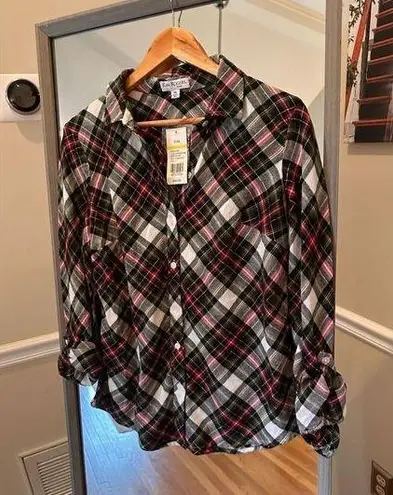 kim rogers  Petite Medium Plaid Shirt NWT