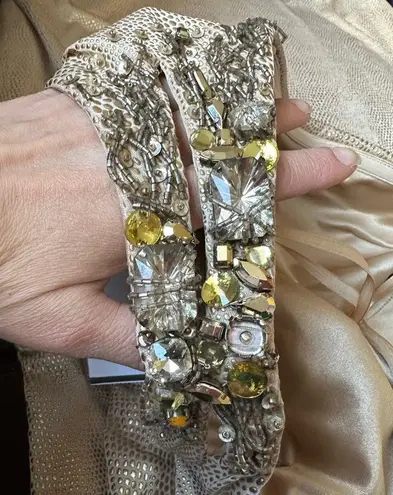 Alberto Makali Gorgeous Gold, Form Fitting, One Shoulder, Jewel Embellished Gown