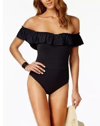 Bleu Rod Beattie Black Off Shoulder Coast to One-Piece Swimsuit Women's size 8
