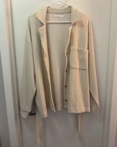 Oak + Fort EUC Rib-Knit Button Up Top