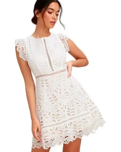 BB Dakota  Womens Ariane Eyelet Floral Lace Formal Skater Dress Size 2 White