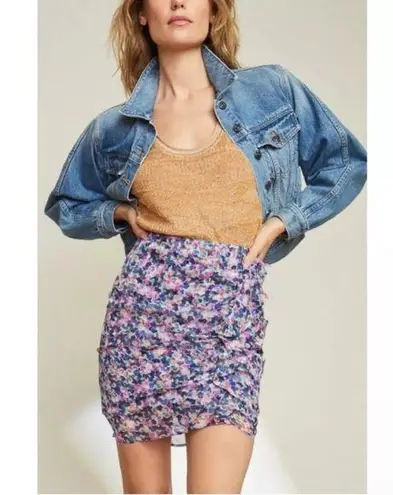 Veronica Beard Spencer Silk Side Ruched Abstract Floral Pencil Skirt Size 16