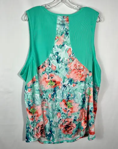 Tek Gear DryTek Plus Size Floral Seafoam Colorblock Sleeveless Athletic Top 3X