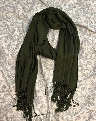 Olive Green Tassel Wrap Scarf