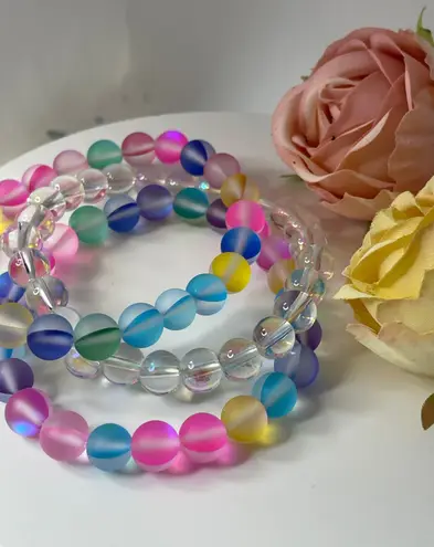 Set Of 3 Stacking Moonstone Stretchy Bracelets Multiple