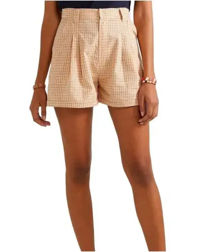 Paradised Bronze Plaid Pleated Cotton Jamie Shorts Large Net A Porter Orange