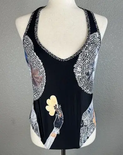 Jai Vasicek Anthropologie Rosa One Piece Swimsuit Size M Black Lady in Hat Print Size M