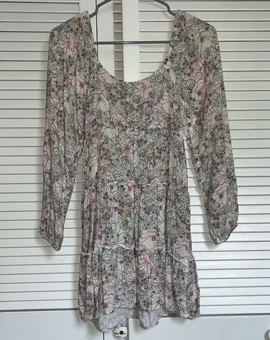 Arizona Jeans Arizona Cream Floral Sundress 3/4 Sleeve Scoop Neck