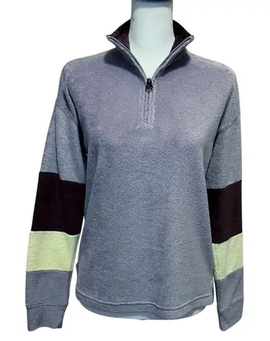 Faherty Top Womens XXS Purple Cabana Towel Terry Quarter Zip Top NWT Colorblock